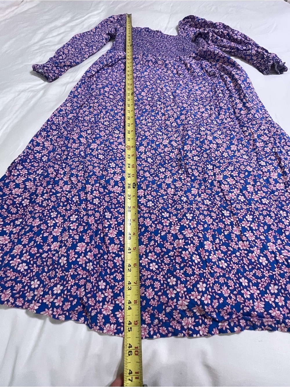J. Crew Lavender-Blue Floral Smocked Maxi Dress - Picture 9 of 13